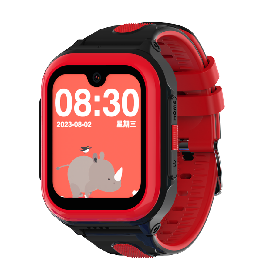 Red Lil Tracker ProX GPS watch with a 12-hour digital watch face