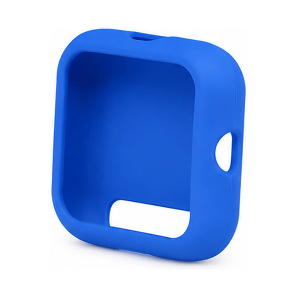 Blue silicone case on a white background
