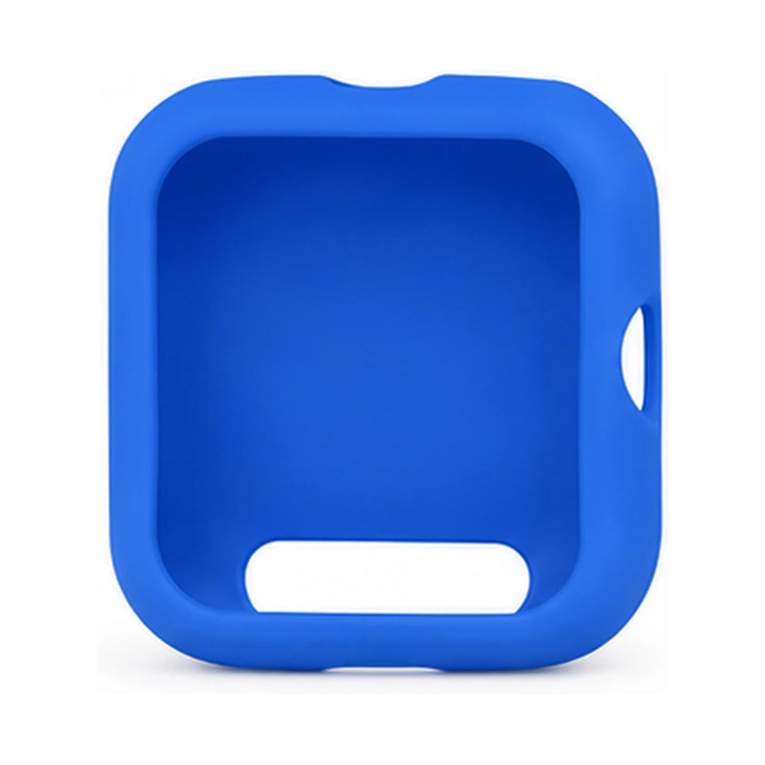 Blue silicone case on a white background