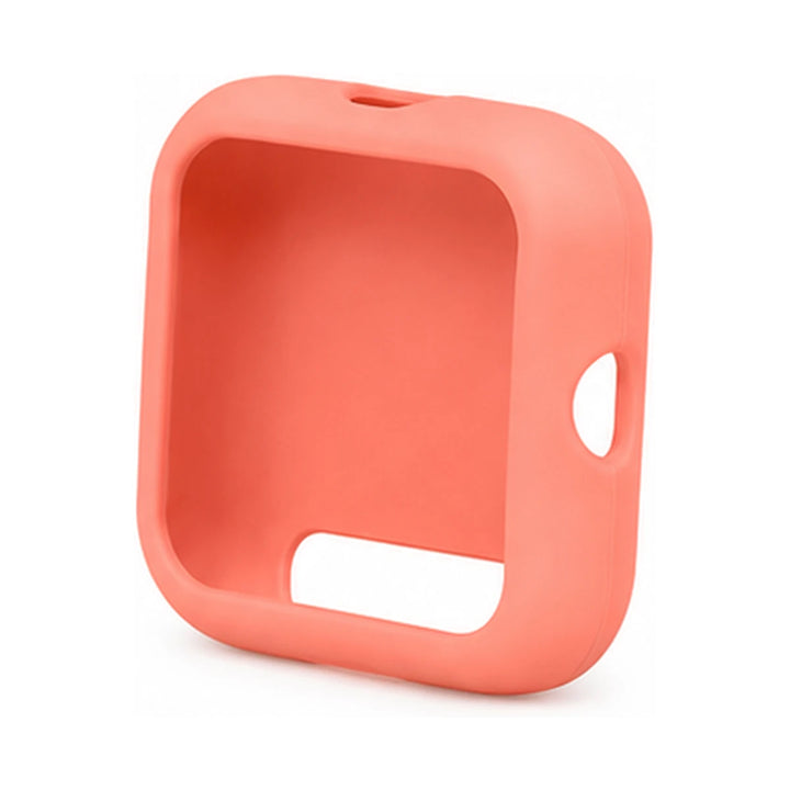 Coral-colored silicone case on a white background