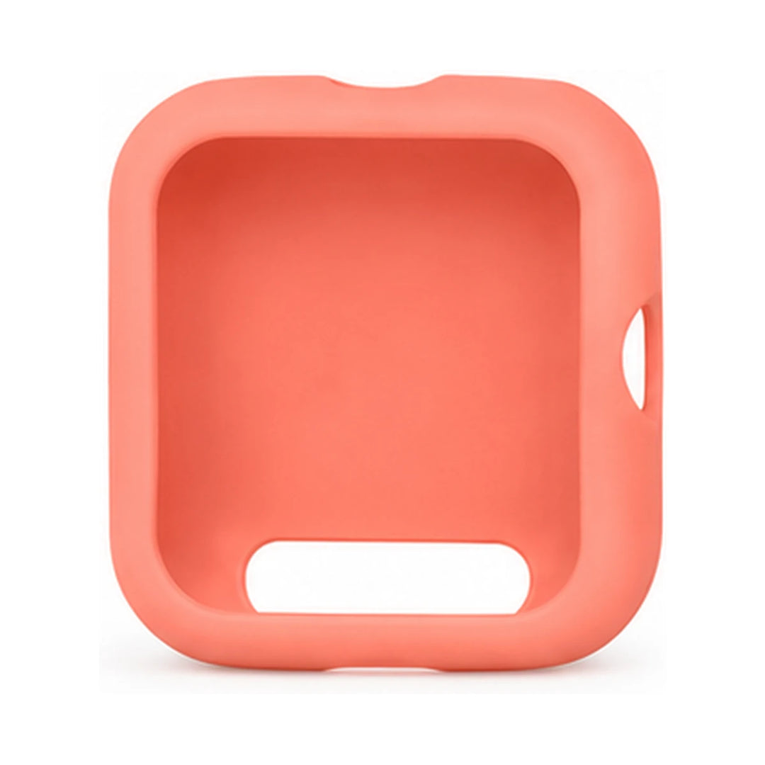 Coral-colored silicone case on a white background