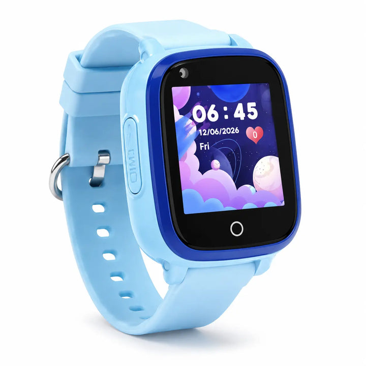 Blue Lil Tracker Kids GPS watch shown from the side