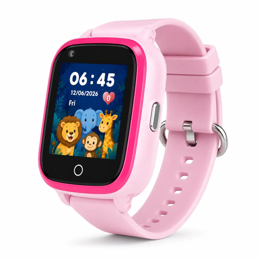 Pink Lil Tracker Kids GPS watch shown from the side