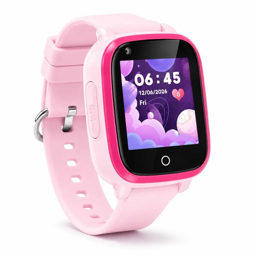 Pink Lil Tracker Kids GPS watch shown at an angle